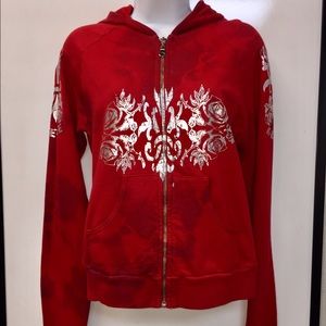 Apple-Red Full-zip French Terry Hoodie